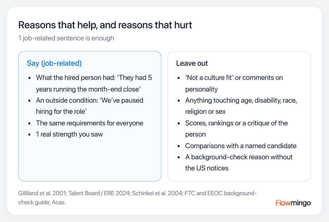 Candidate experience: job-related reasons to give and personal ones to leave out